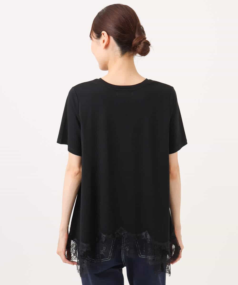 FKKJD21110 MK MICHEL KLEIN(MK ミッシェルクラン) [洗える]イレヘムレースデザインカットソー ブラック