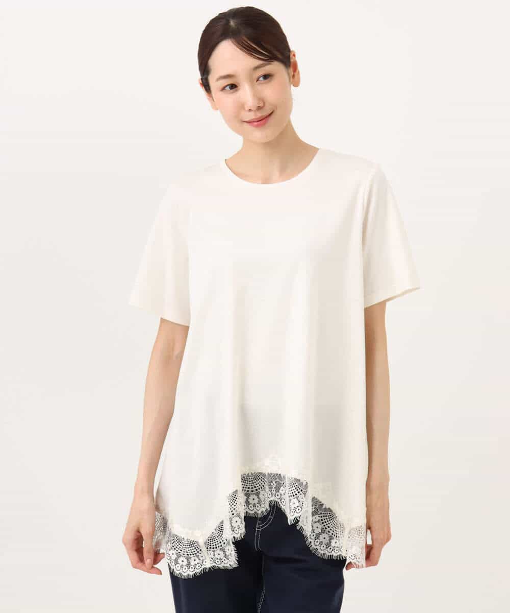 FKKJD21110 MK MICHEL KLEIN(MK ミッシェルクラン) [洗える]イレヘムレースデザインカットソー ブラック