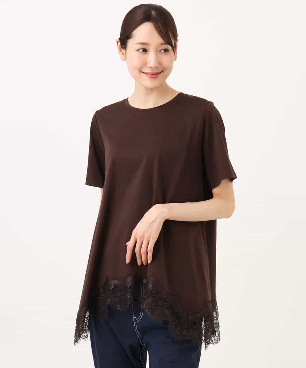 FKKJD21110 MK MICHEL KLEIN(MK ミッシェルクラン) [洗える]イレヘムレースデザインカットソー ブラック