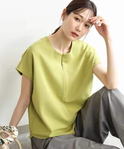FKKJD22130 MK MICHEL KLEIN [洗える]前後2way フロントジップデザインカットソー