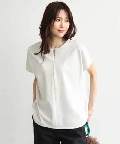 FKKJD22130 MK MICHEL KLEIN [洗える]前後2way フロントジップデザインカットソー