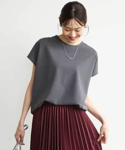 FKKJD22130 MK MICHEL KLEIN [洗える]前後2way フロントジップデザインカットソー
