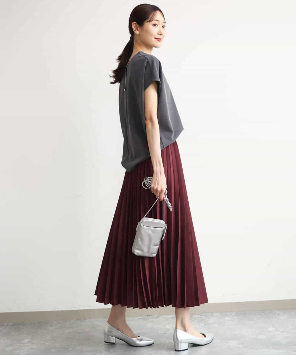 FKKJD22130 MK MICHEL KLEIN(MK ミッシェルクラン) [洗える]前後2way フロントジップデザインカットソー ダークグレー