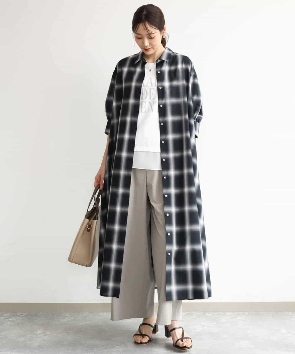 FKKJD23090 MK MICHEL KLEIN(MK ミッシェルクラン) [洗える]シフォン切替えフロッキーロゴTシャツ ホワイト