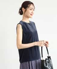 FKKJD24080 MK MICHEL KLEIN(MK ミッシェルクラン) [洗える]シアーベロア ノースリーブトップス モカベージュ