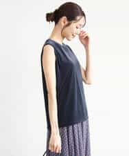 FKKJD24080 MK MICHEL KLEIN(MK ミッシェルクラン) [洗える]シアーベロア ノースリーブトップス モカベージュ