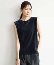 FKKJD24080 MK MICHEL KLEIN(MK ミッシェルクラン) [洗える]シアーベロア ノースリーブトップス モカベージュ