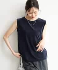 FKKJD24080 MK MICHEL KLEIN(MK ミッシェルクラン) [洗える]シアーベロア ノースリーブトップス モカベージュ