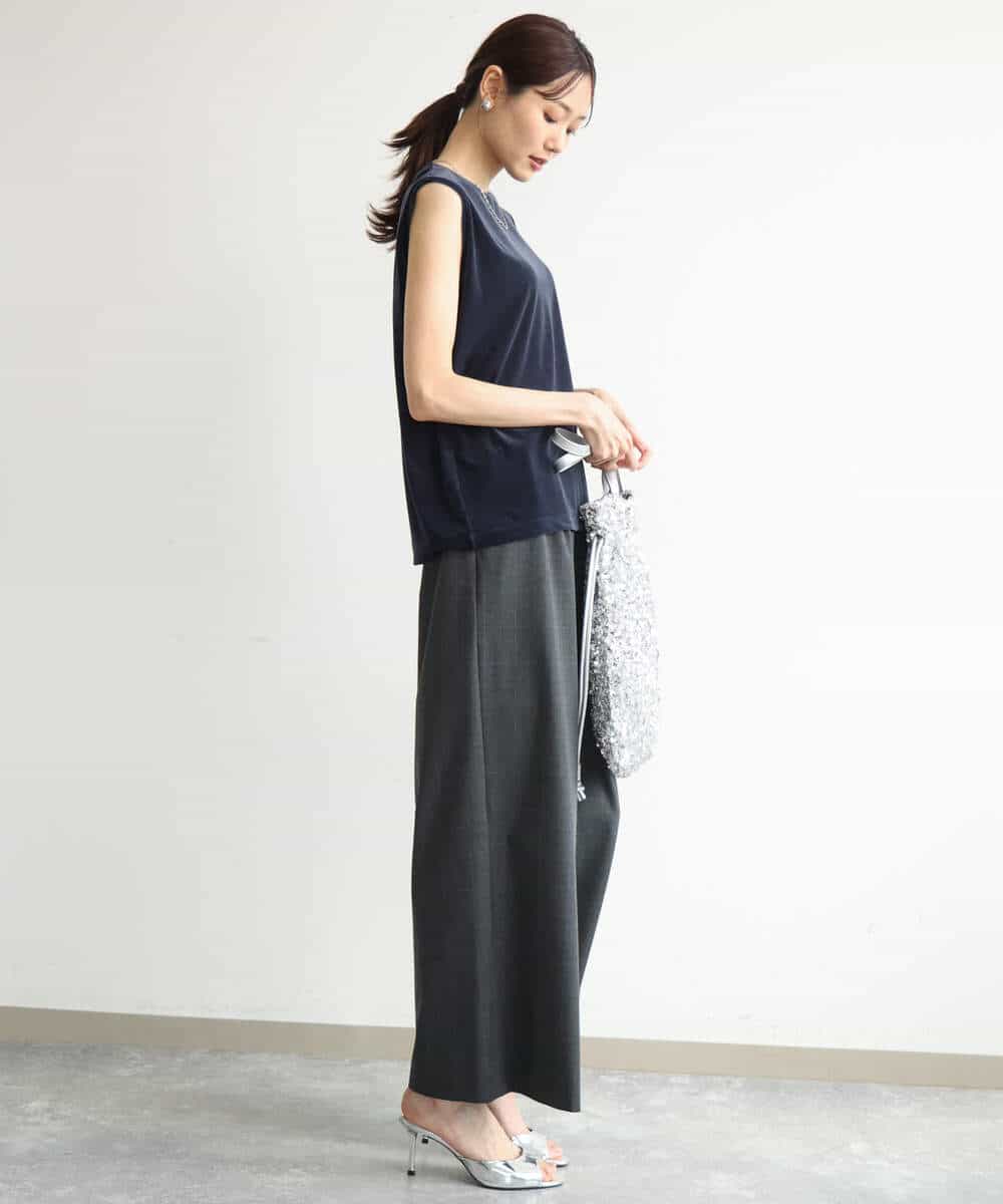 FKKJD24080 MK MICHEL KLEIN(MK ミッシェルクラン) [洗える]シアーベロア ノースリーブトップス モカベージュ