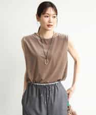 FKKJD24080 MK MICHEL KLEIN(MK ミッシェルクラン) [洗える]シアーベロア ノースリーブトップス モカベージュ