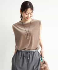 FKKJD24080 MK MICHEL KLEIN(MK ミッシェルクラン) [洗える]シアーベロア ノースリーブトップス モカベージュ