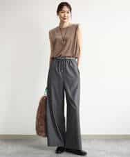 FKKJD24080 MK MICHEL KLEIN(MK ミッシェルクラン) [洗える]シアーベロア ノースリーブトップス モカベージュ