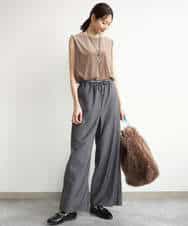 FKKJD24080 MK MICHEL KLEIN(MK ミッシェルクラン) [洗える]シアーベロア ノースリーブトップス モカベージュ