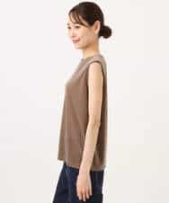 FKKJD24080 MK MICHEL KLEIN(MK ミッシェルクラン) [洗える]シアーベロア ノースリーブトップス モカベージュ