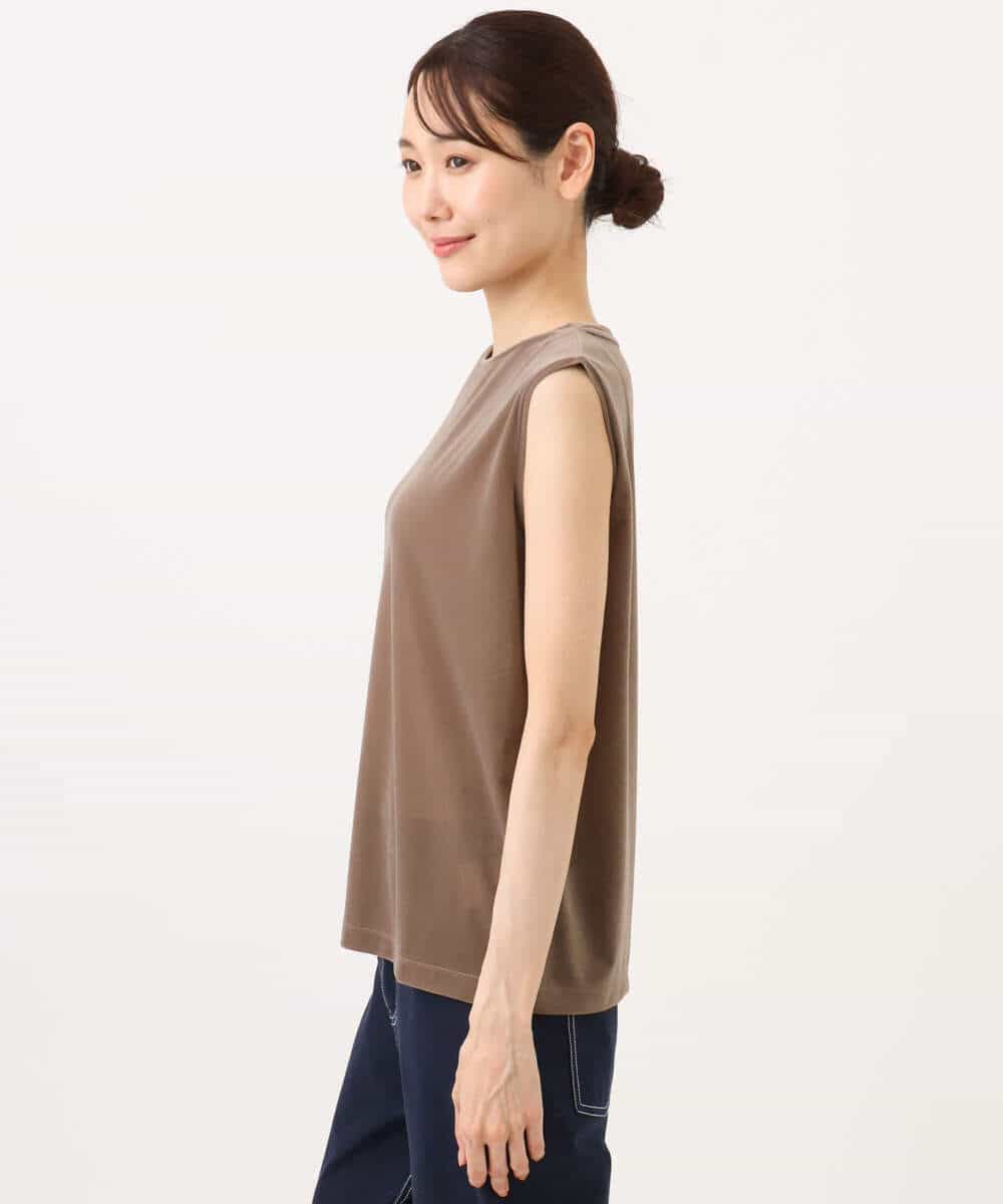 FKKJD24080 MK MICHEL KLEIN(MK ミッシェルクラン) [洗える]シアーベロア ノースリーブトップス モカベージュ