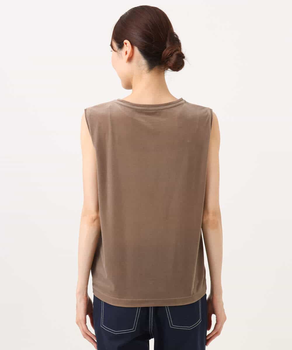 FKKJD24080 MK MICHEL KLEIN(MK ミッシェルクラン) [洗える]シアーベロア ノースリーブトップス モカベージュ