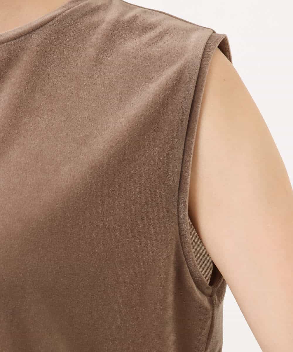 FKKJD24080 MK MICHEL KLEIN(MK ミッシェルクラン) [洗える]シアーベロア ノースリーブトップス モカベージュ
