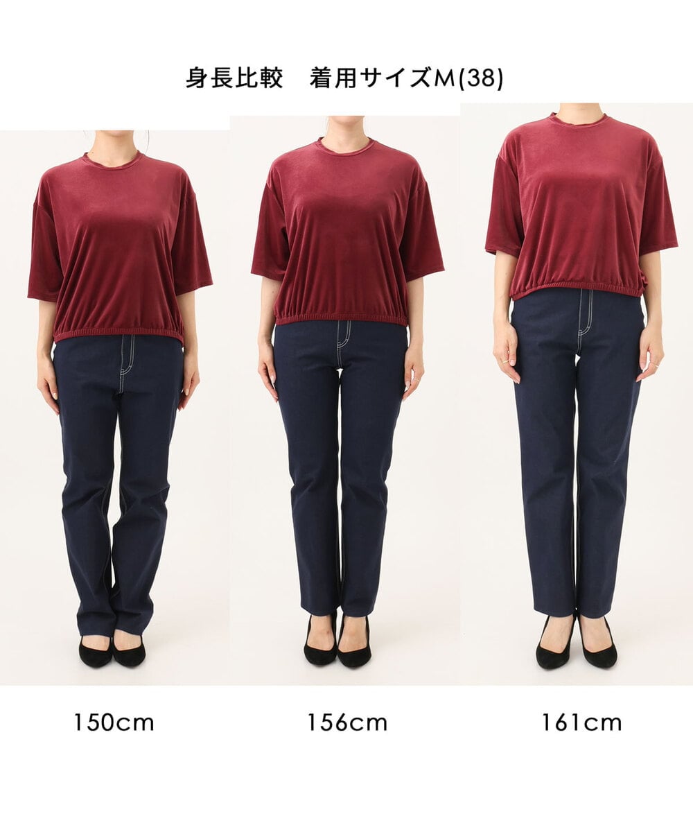 FKKJD25110 MK MICHEL KLEIN(MK ミッシェルクラン) [洗える]シアーベロア 五分袖カットソー モカベージュ