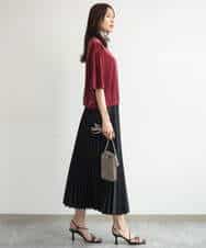 FKKJD25110 MK MICHEL KLEIN(MK ミッシェルクラン) [洗える]シアーベロア 五分袖カットソー モカベージュ