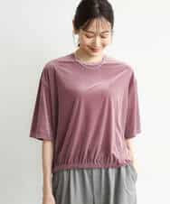 FKKJD25110 MK MICHEL KLEIN(MK ミッシェルクラン) [洗える]シアーベロア 五分袖カットソー モカベージュ