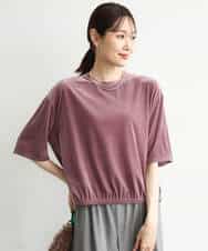 FKKJD25110 MK MICHEL KLEIN(MK ミッシェルクラン) [洗える]シアーベロア 五分袖カットソー モカベージュ