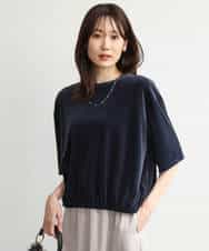 FKKJD25110 MK MICHEL KLEIN(MK ミッシェルクラン) [洗える]シアーベロア 五分袖カットソー モカベージュ