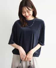 FKKJD25110 MK MICHEL KLEIN(MK ミッシェルクラン) [洗える]シアーベロア 五分袖カットソー モカベージュ