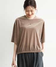 FKKJD25110 MK MICHEL KLEIN(MK ミッシェルクラン) [洗える]シアーベロア 五分袖カットソー モカベージュ