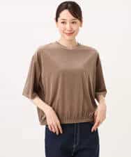 FKKJD25110 MK MICHEL KLEIN(MK ミッシェルクラン) [洗える]シアーベロア 五分袖カットソー モカベージュ