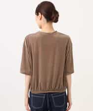 FKKJD25110 MK MICHEL KLEIN(MK ミッシェルクラン) [洗える]シアーベロア 五分袖カットソー モカベージュ