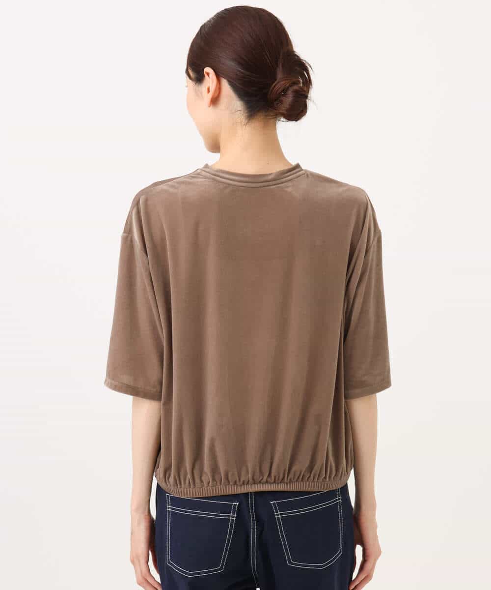 FKKJD25110 MK MICHEL KLEIN(MK ミッシェルクラン) [洗える]シアーベロア 五分袖カットソー モカベージュ