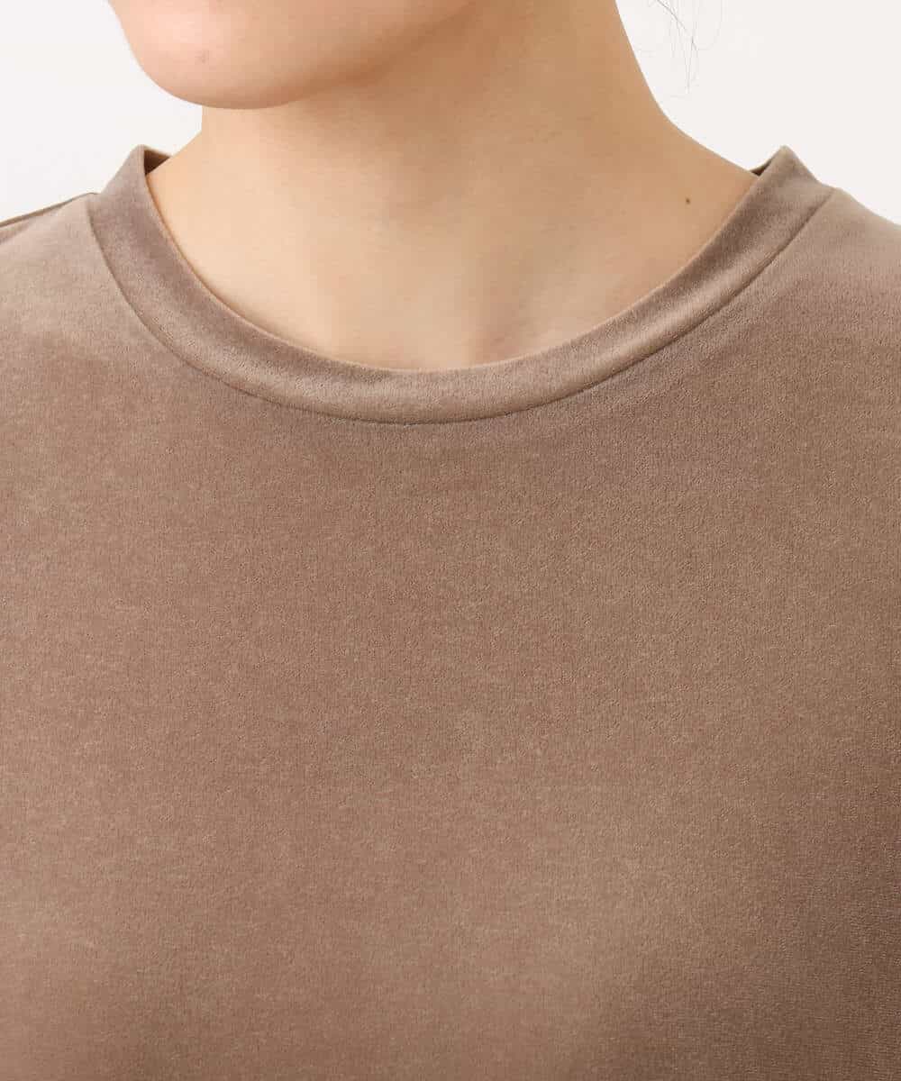 FKKJD25110 MK MICHEL KLEIN(MK ミッシェルクラン) [洗える]シアーベロア 五分袖カットソー モカベージュ