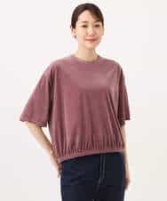 FKKJD25110 MK MICHEL KLEIN(MK ミッシェルクラン) [洗える]シアーベロア 五分袖カットソー モカベージュ