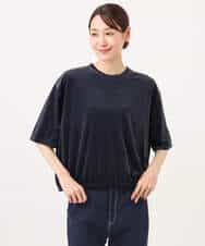 FKKJD25110 MK MICHEL KLEIN(MK ミッシェルクラン) [洗える]シアーベロア 五分袖カットソー モカベージュ