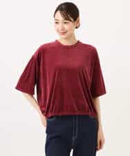FKKJD25110 MK MICHEL KLEIN(MK ミッシェルクラン) [洗える]シアーベロア 五分袖カットソー モカベージュ