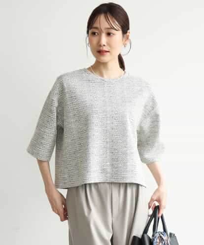 FKKJD26130 MK MICHEL KLEIN [洗える]カラフルネップ ジャージーツイードカットソー