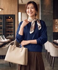 FKKJD30120 MK MICHEL KLEIN(MK ミッシェルクラン) [洗える]ドロスト仕様異素材カットソー ライトグレー