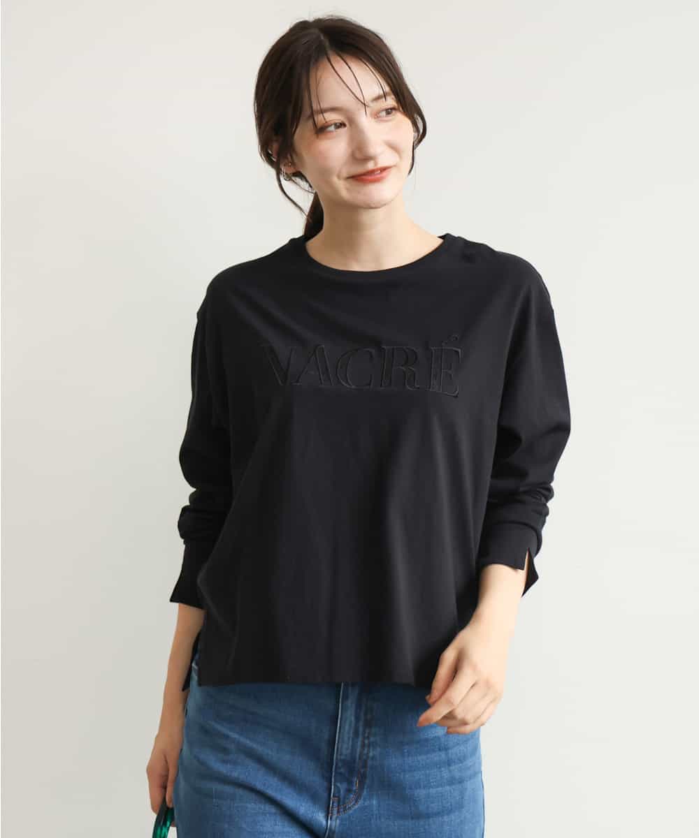 FKKJD31110 MK MICHEL KLEIN(MK ミッシェルクラン) [洗える]レース刺繍ロゴロンT ブラック