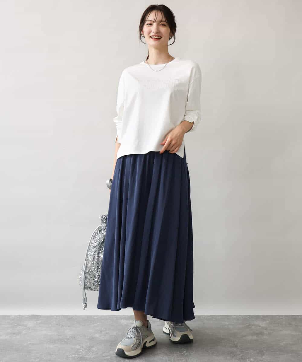 FKKJD31110 MK MICHEL KLEIN(MK ミッシェルクラン) [洗える]レース刺繍ロゴロンT ブラック