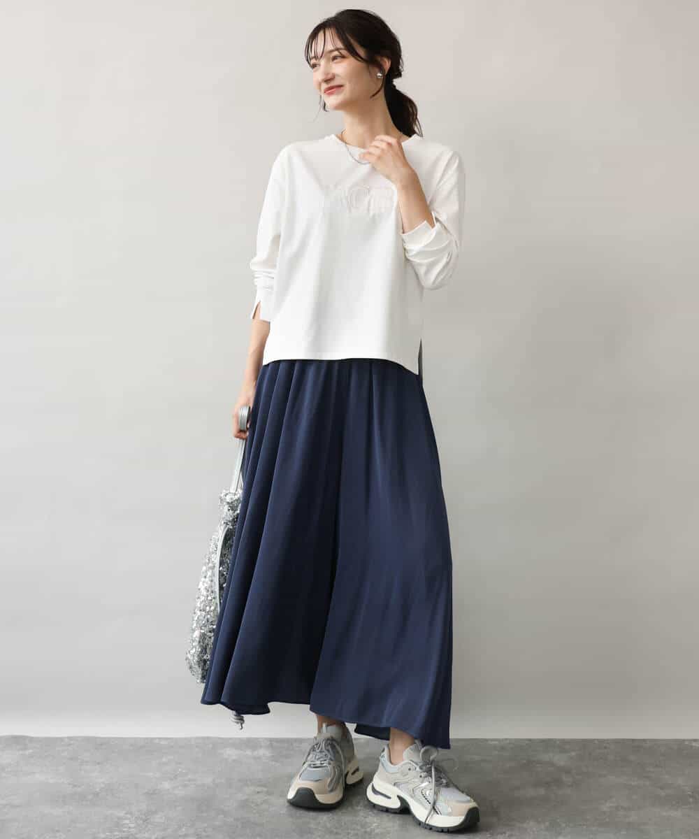 FKKJD31110 MK MICHEL KLEIN(MK ミッシェルクラン) [洗える]レース刺繍ロゴロンT ブラック
