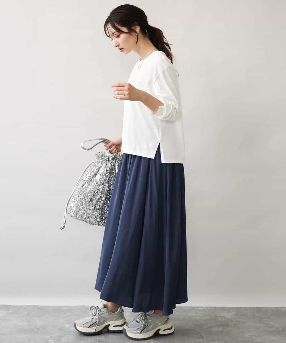 FKKJD31110 MK MICHEL KLEIN(MK ミッシェルクラン) [洗える]レース刺繍ロゴロンT ブラック