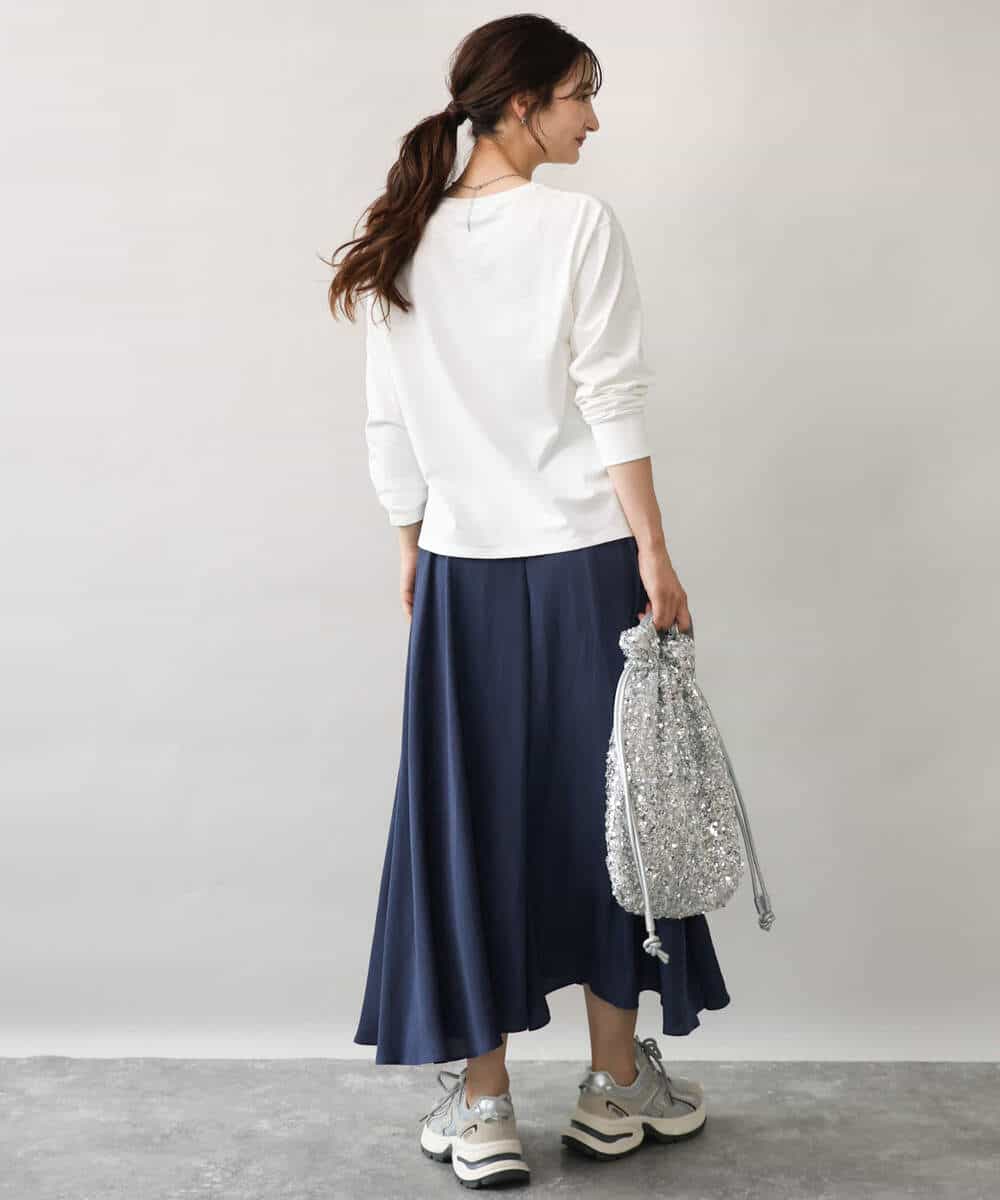 FKKJD31110 MK MICHEL KLEIN(MK ミッシェルクラン) [洗える]レース刺繍ロゴロンT ブラック