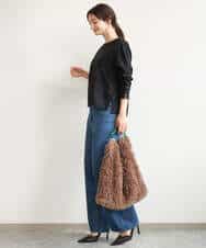 FKKJD31110 MK MICHEL KLEIN(MK ミッシェルクラン) [洗える]レース刺繍ロゴロンT ブラック