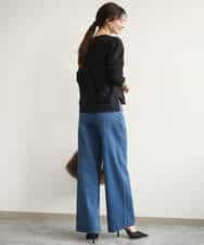 FKKJD31110 MK MICHEL KLEIN(MK ミッシェルクラン) [洗える]レース刺繍ロゴロンT ブラック