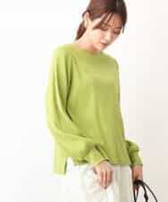 FKKJS19090 MK MICHEL KLEIN(MK ミッシェルクラン) ワイドテレコカットソー/洗える ライトグリーン