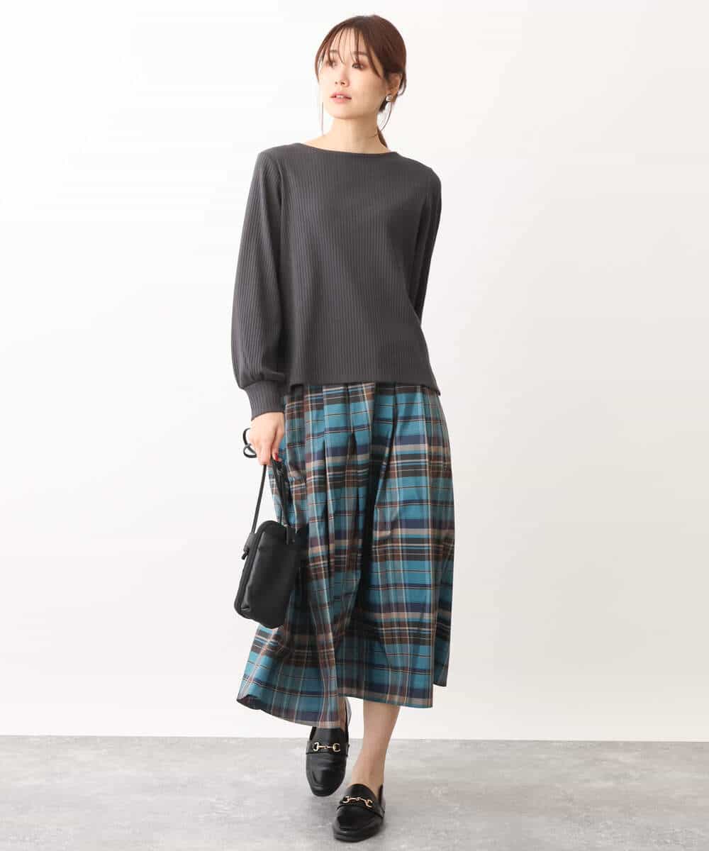 FKKJS19090 MK MICHEL KLEIN(MK ミッシェルクラン) ワイドテレコカットソー/洗える ダークグレー