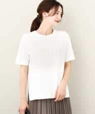 FKKJV20075 MK MICHEL KLEIN(MK ミッシェルクラン) フロッキープリントロゴTシャツ/洗える ホワイト