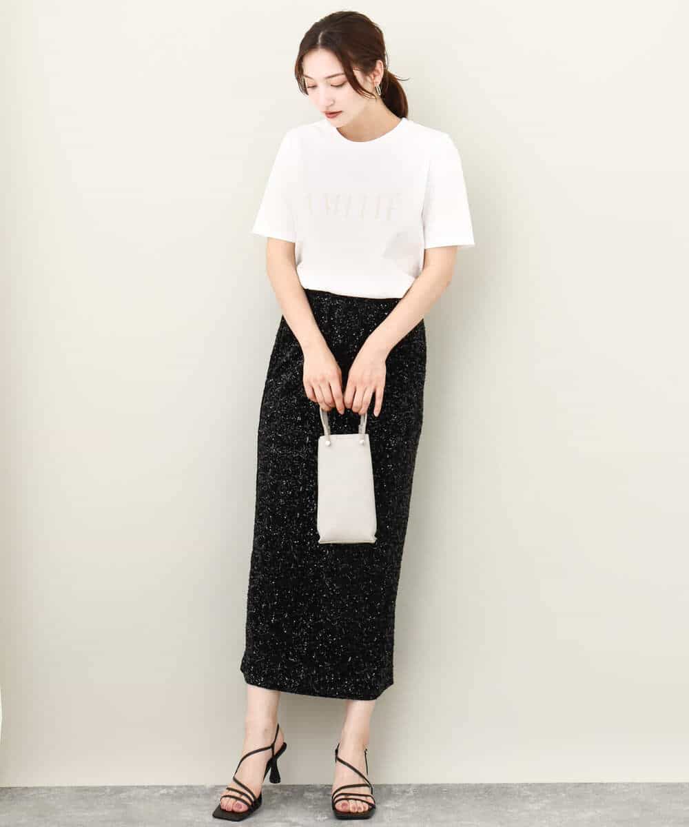 FKKJV20075 MK MICHEL KLEIN(MK ミッシェルクラン) フロッキープリントロゴTシャツ/洗える ダークグレー