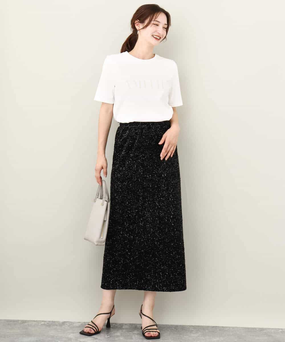 FKKJV20075 MK MICHEL KLEIN(MK ミッシェルクラン) フロッキープリントロゴTシャツ/洗える ダークグレー