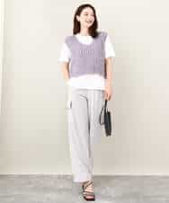 FKKJV20075 MK MICHEL KLEIN(MK ミッシェルクラン) フロッキープリントロゴTシャツ/洗える ダークグレー